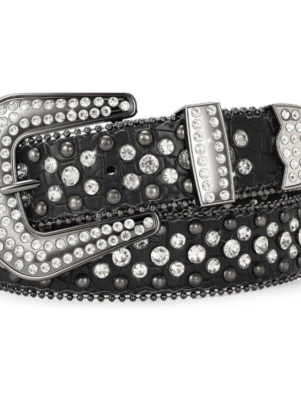 ⚡Women Rhinestone Belt Jeans Western Cowgirl Bling Studded Belt Grain Leather